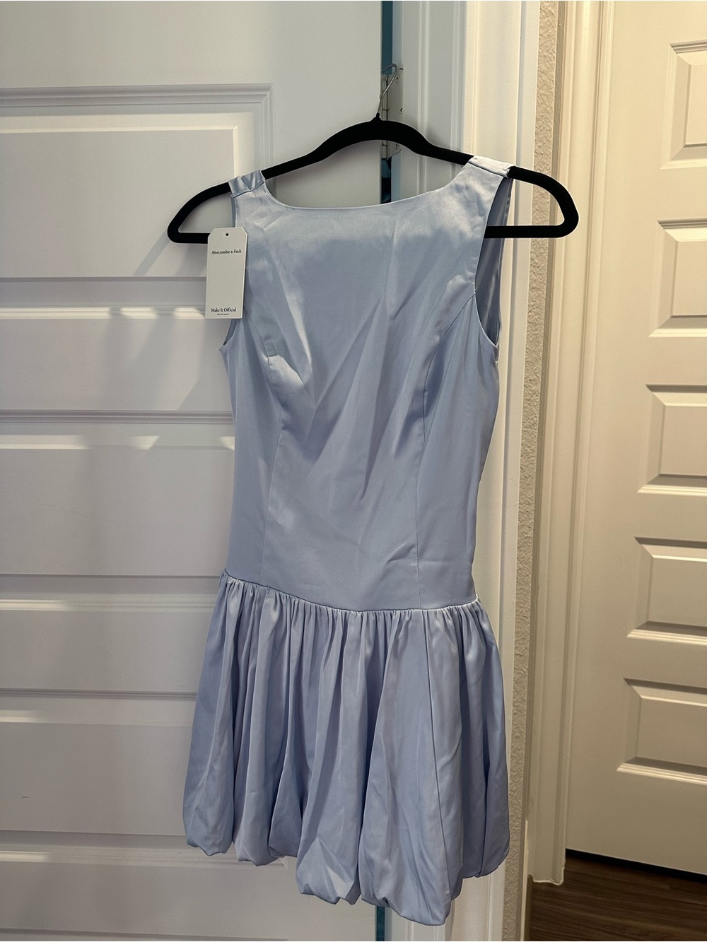 Abercrombie & Fitch Powder Blue Satin Bubble Hem Mini Dress